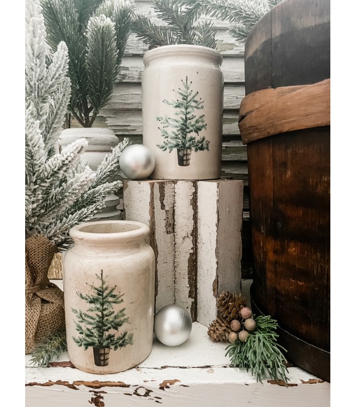 Antique Christmas Brown Ice Cream Bucket Collection - Holiday 